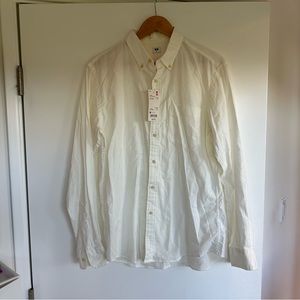 Uniqlo white flannel cotton button down Shirt